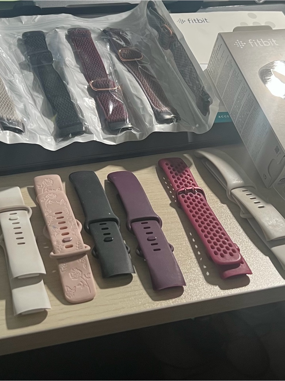 fitbit Silicone and Sport Band Set in White, Pink, Black, Plum, Burgundy